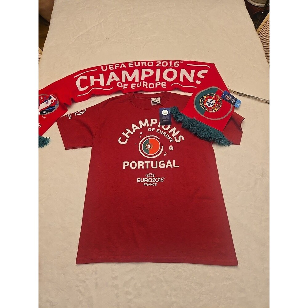 Portugal UEFA EURO 2016 S T SHIRT & Scarf – Soccer Fan Gear – France Tournament